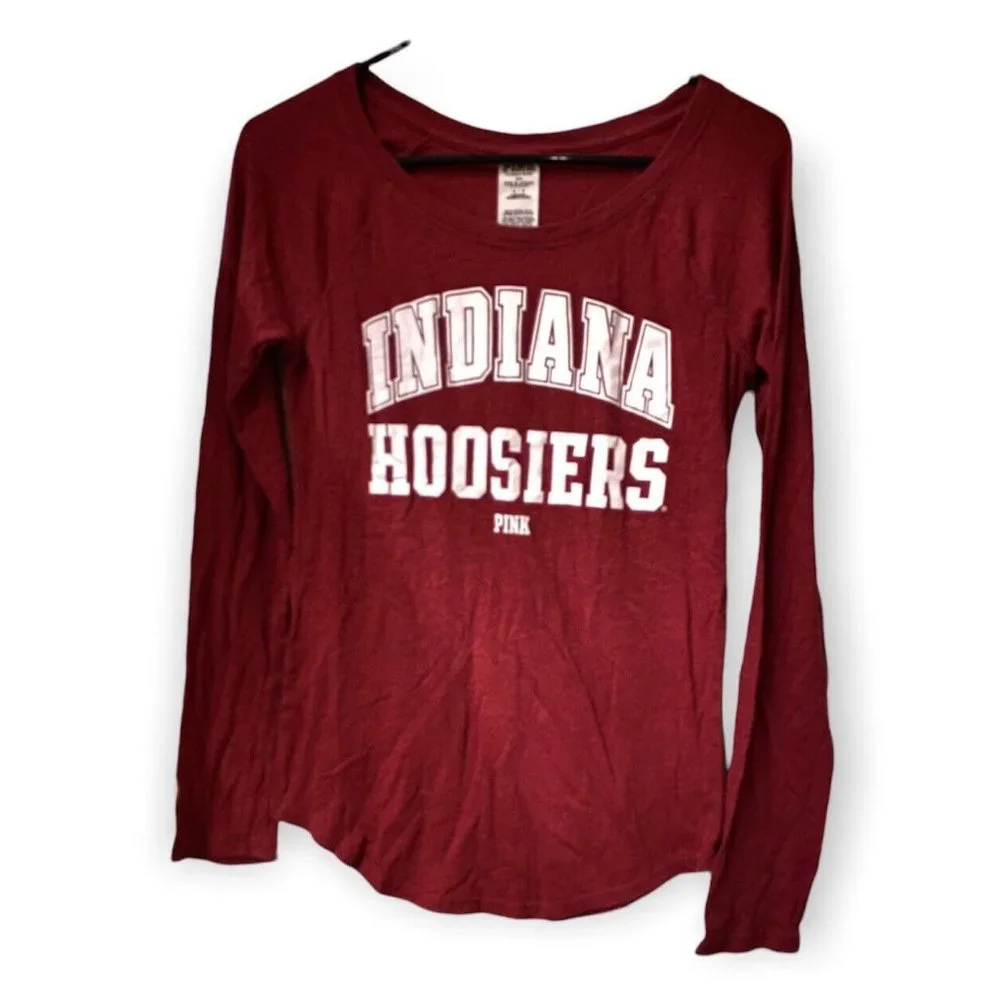 PINK VS Collegiate Collection Indiana Hoosiers Long Sleeve Crew T-Shirt - Picture 1 of 5